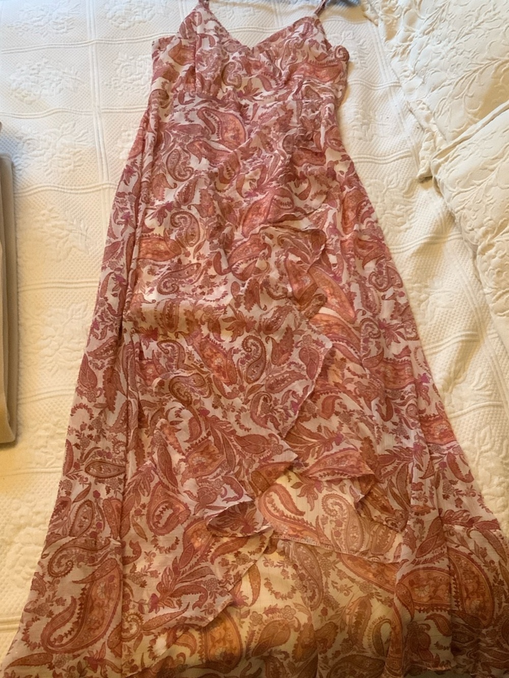 En Creme Pink Paisley Ruffle Maxi Dress - Picture 6 of 9